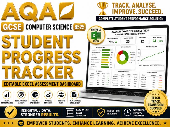 AQA GCSE Computer Science (8525) Student Progress Tracker | Editable Excel Assessment Dashboard