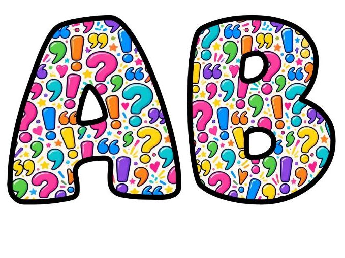 Punctuation Marks Bright Bubble Letters | Maths Topic Bulletin Board Letters