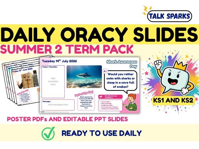 Talk Sparks: Summer 2 Daily Oracy Discussion Slides | KS1 & KS2