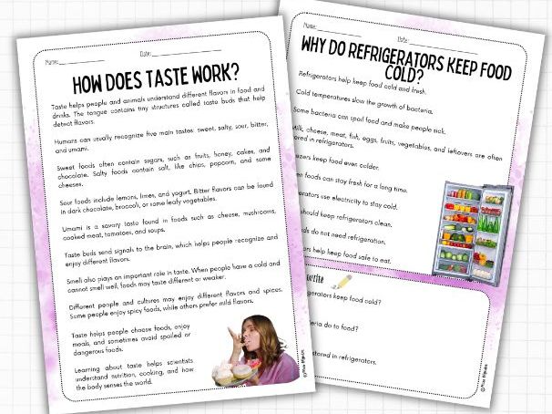 Food Science Reading Comprehension (Nonfiction, 2 Levels) | ESL KS2 STEM & Science