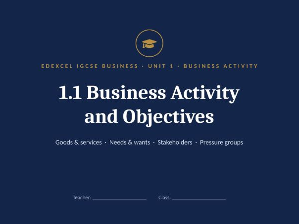 Business Studies IGCSE Theme 1.1 Business Activity & Objectives