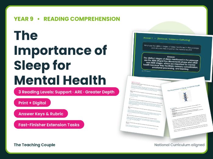 The Importance of Sleep for Mental Health | Comprehension | Year 9