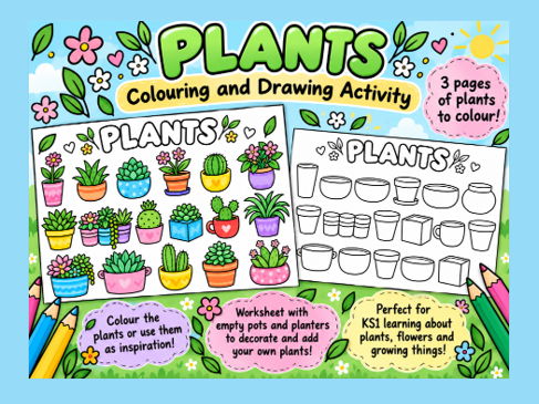Plants Colour and Draw Activity KS1