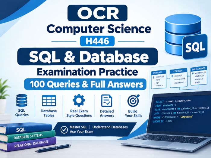OCR Computer Science - H446 | SQL & Database Examination Practice | 100 Queries & Full Answers