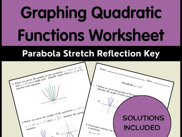Graphing Quadratic Functions Worksheet | Parabola Stretch Reflection Key