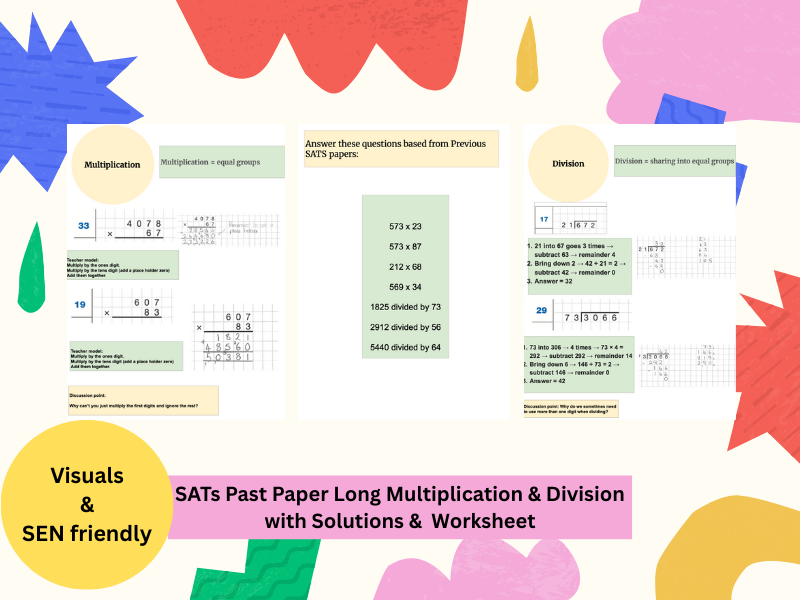 Year 6 SATs Long Multiplication & Division - Past Paper Solution and Worksheet