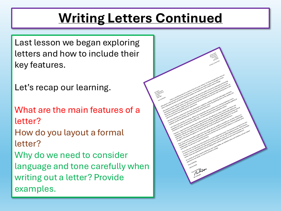 Edexcel IGCSE English Language Paper 1 Letters