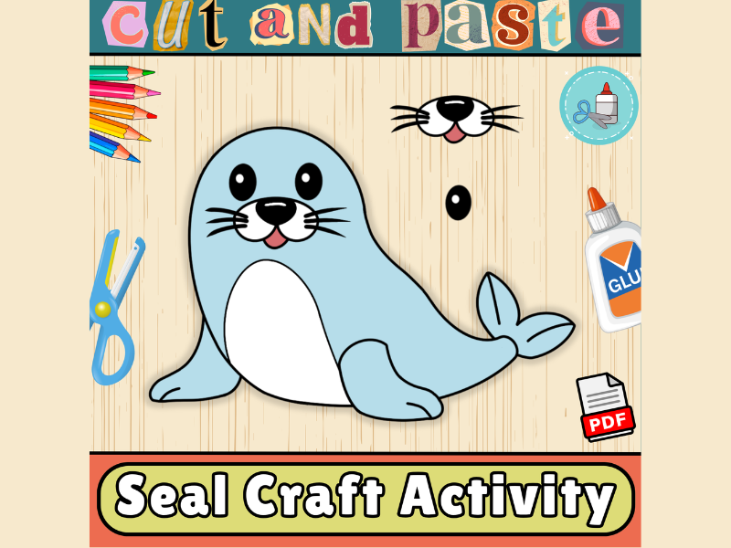 Seal Craft Template-Ocean Animals Bulletin Board Craft-Summer Cut&Paste Activity