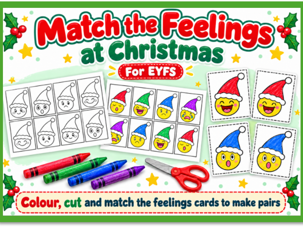 Match the Feelings at Christmas for EYFS