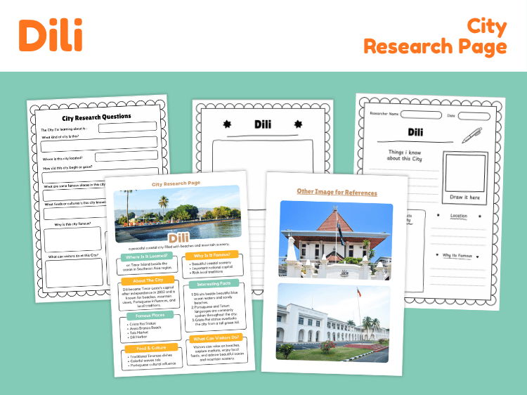 Dili City Research Project | Timor-Leste Geography Worksheets
