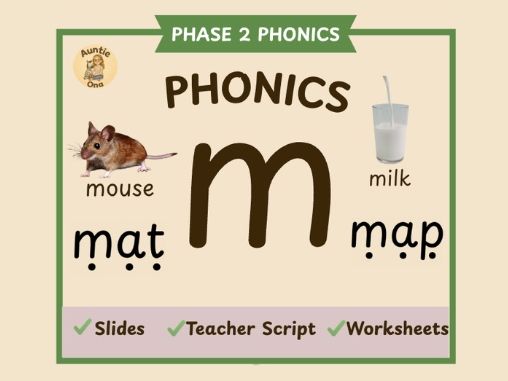 Initial 'm' Sound Phonics - Phase 2 Complete  Lesson (EYFS)