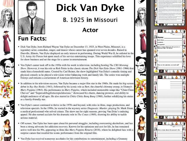 Dick Van Dyke PACKET & ACTIVITIES, Important Historical Figures Series