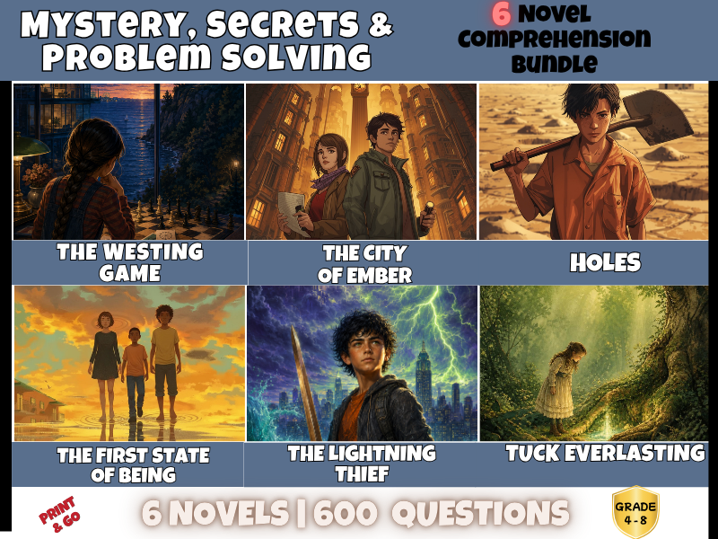 Mystery, Secrets & Problem Solving Reading Comprehension Bundle | 6 Novels, 600 Questions | Years 4-8