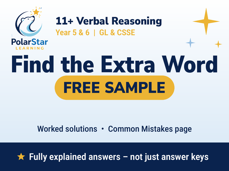 11+ Verbal Reasoning: Find the Extra Word, FREE SAMPLE