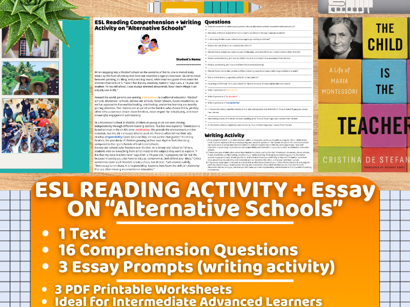 ESL Reading Comprehension + Writing Activity Worksheets - Alternative Schools