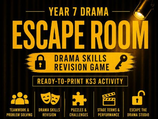 Year 7 Drama Escape Room | Drama Skills Revision Game | Ready-to-Print KS3 Activity