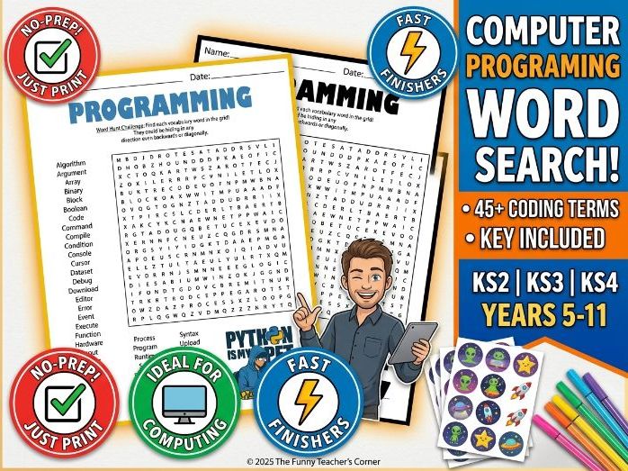 Computer Programming Word Search | Coding & Python Vocabulary Activity | KS2 KS3 KS4 Years 5-11