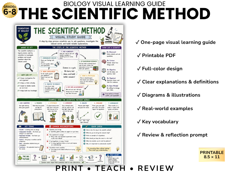 THE SCIENTIFIC METHOD Biology Visual Learning Guide | Grade 8 & Middle School Science