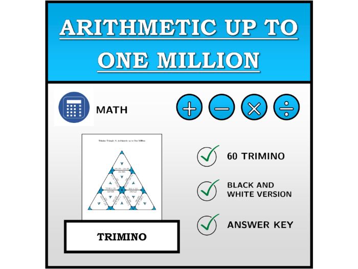 Trimino | Arithmetic up to One Million | Math Activity