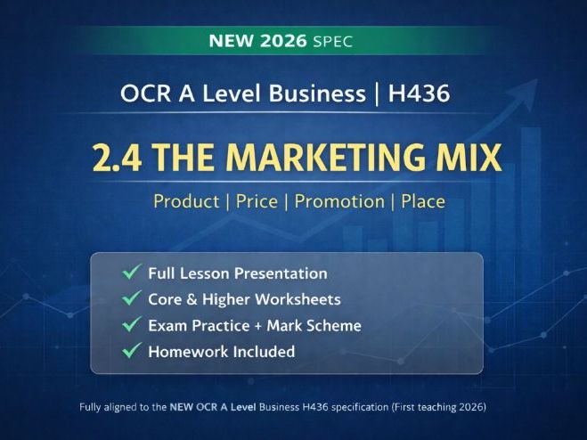 NEW 2026 OCR A Level Business H436 – 2.4 The Marketing Mix - Lesson Pack