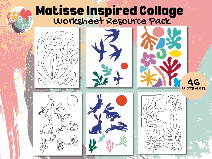 Collage pack- Easter-themed illustrations inspired by a Matisse-style cut-paper design