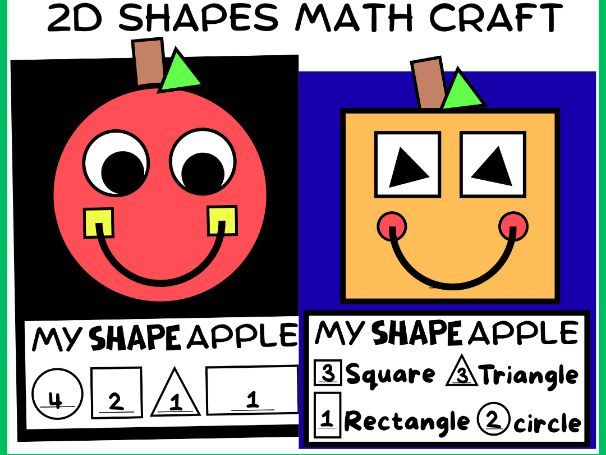 Apple Math Craft | Fall 2D Shapes Geometry Activity, Apple Week September Bulletin Board