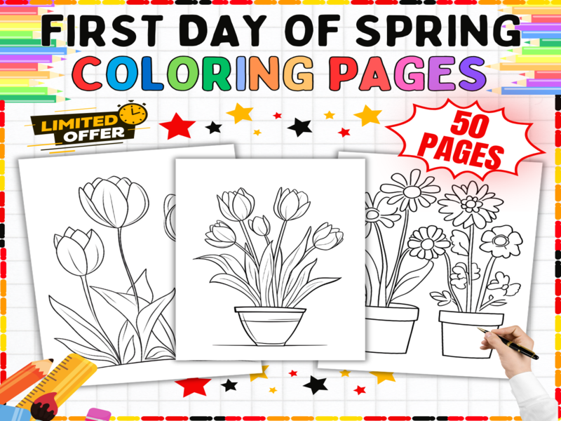 First Day of Spring Colouring Pages 50 Printable Seasonal Worksheets & Spring Flower Activities