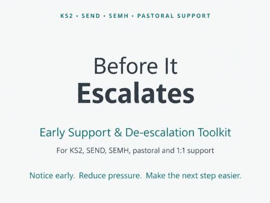 Before It Escalates – KS2 SEND, SEMH Early Support & De-escalation Toolkit