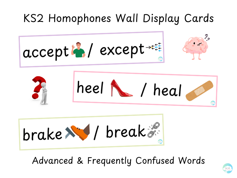 KS2 Homophones Wall Display Cards – Advanced & Frequently Confused Words
