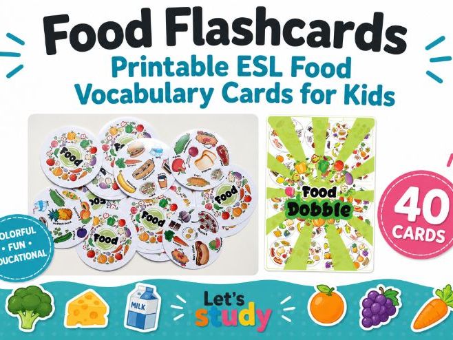 Food Flashcards | Printable ESL Food Vocabulary Cards for Kids