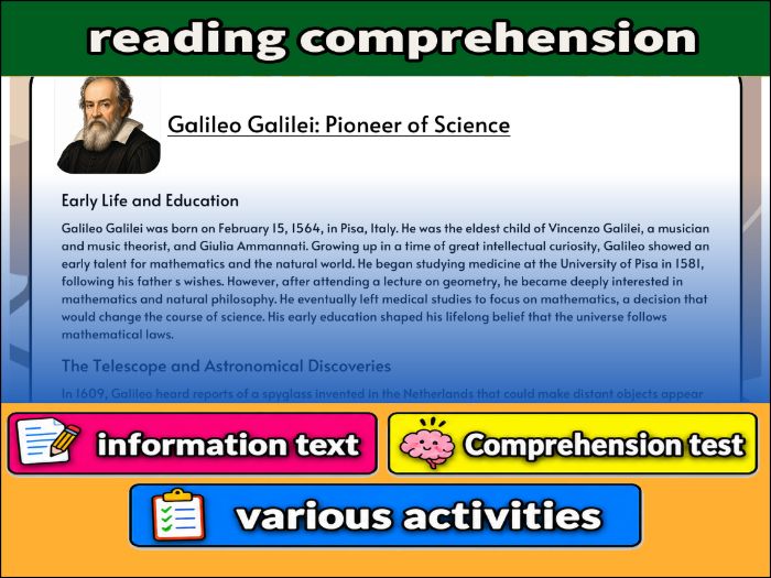 Galileo Galilei: Pioneer of Science- Reading Comprehension, Worksheet & Activities