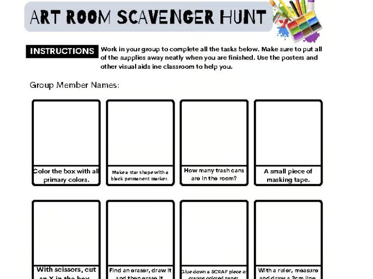 *Updated* Art Room Scavenger Hunt