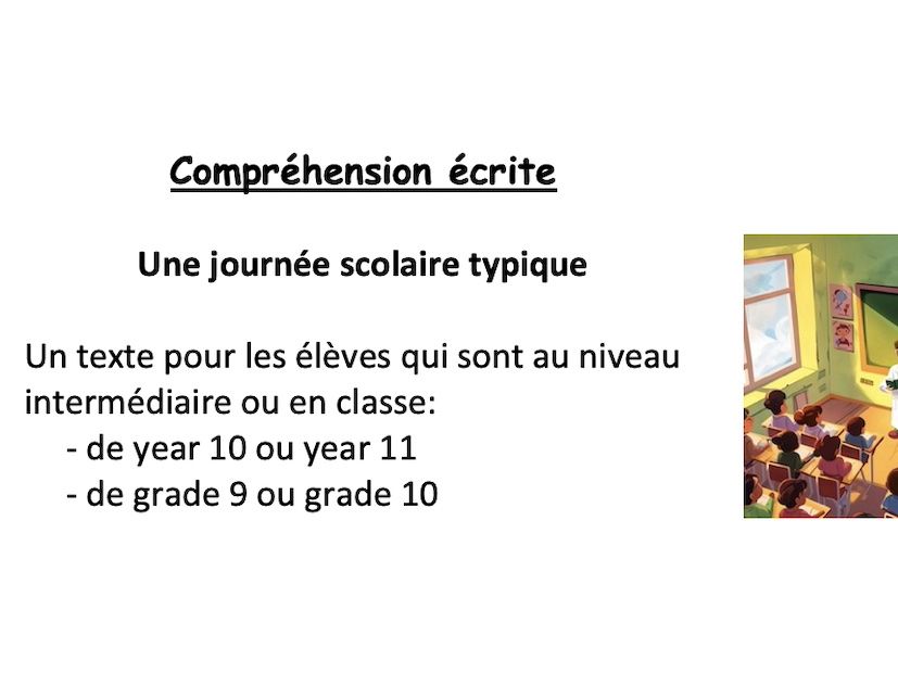 Reading (year 10 or 11 - grade 9 or 10): une journée scolaire typique