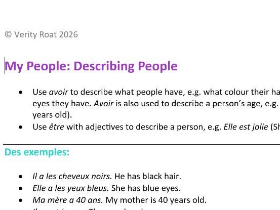 Edexcel French Describing People Explained