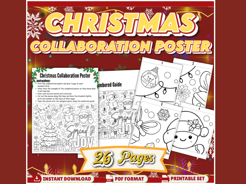 Christmas Collaboration Poster – Whole Class Coloring, Teamwork & Holiday Group Activity | Grs K–6