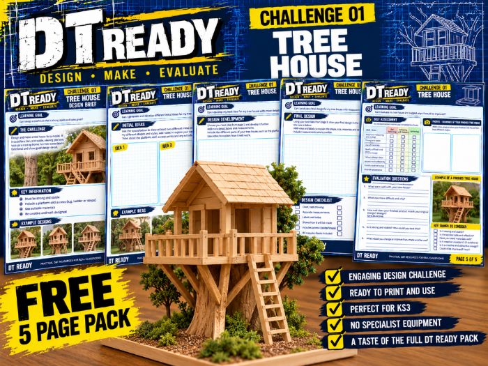 FREE KS3 Design & Technology – Ultimate Treehouse | 5-Page Design Challenge | DT READY