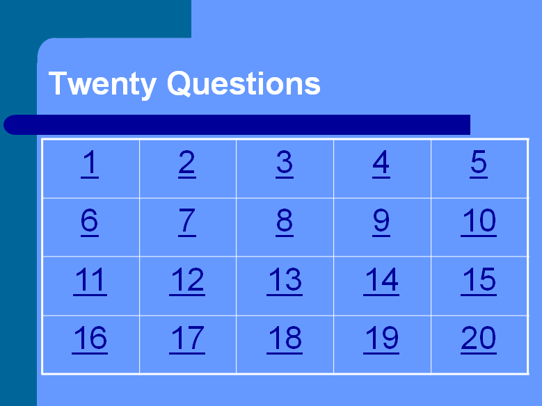 Twenty Questions Quiz Template Teaching Resources