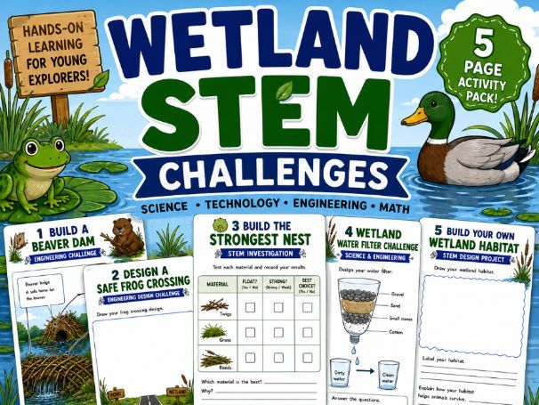 Wetland STEM Challenges | Engineering & Science Activities | Printable STEM Work