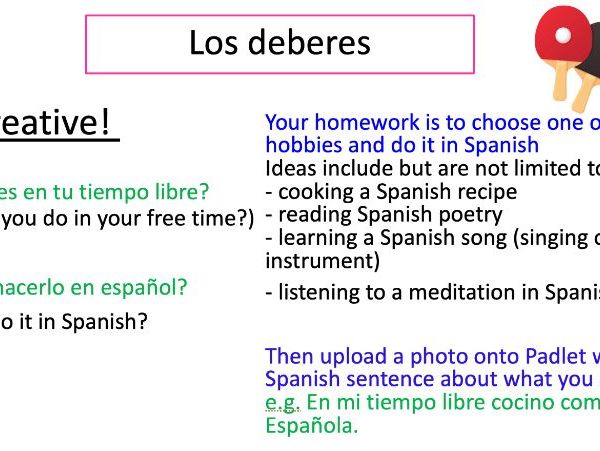 KS3 Spanish Free Time – Creative Homework / Project Task (FREE)