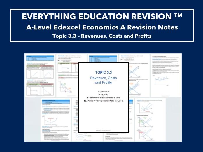 A-Level Edexcel Economics Revision Notes for Topic 3.3 – Revenues, Costs and Profits