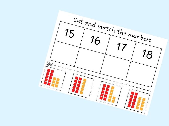 Cut and Match Teen Numbers