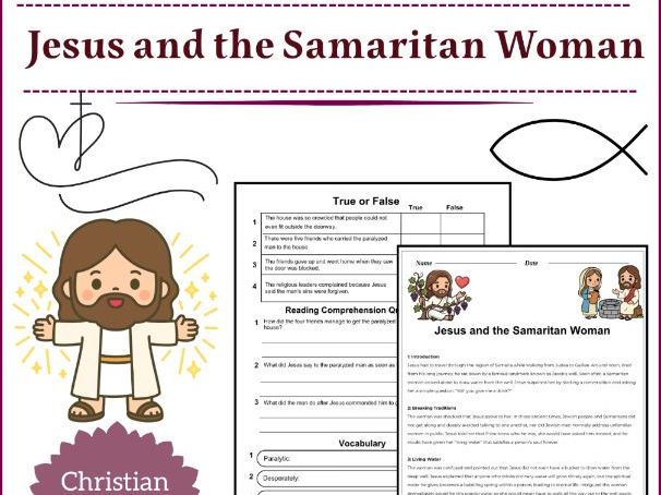 Jesus and the Samaritan Woman Reading Comprehension Passages & Questions worksheet