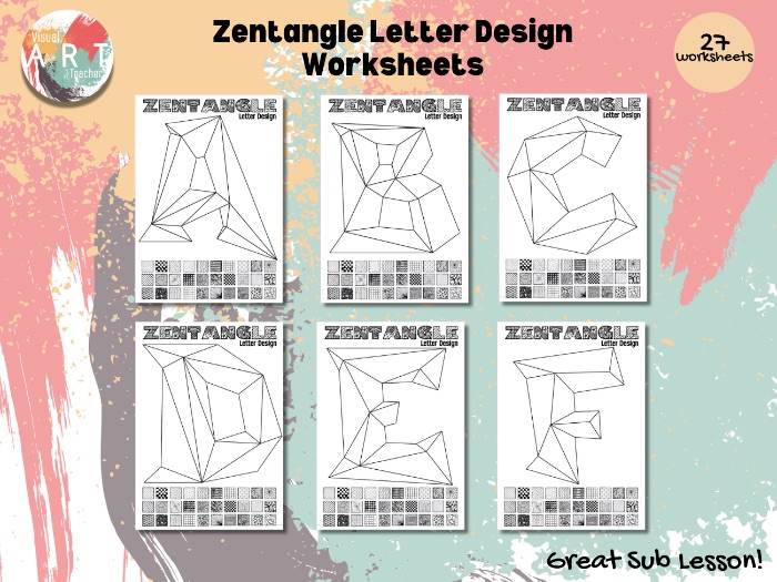 Zentangle Letter Design Worksheets | Pattern-Filled Alphabet Art Project