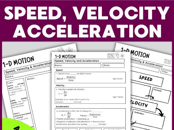 Speed, Velocity and Acceleration Notes