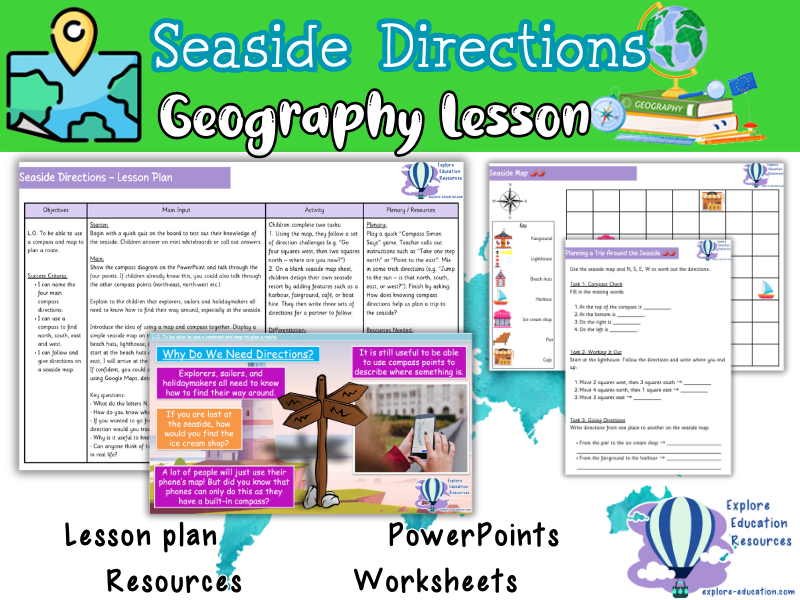 Seaside Directions - KS1 Geography Lesson about Compass Directions