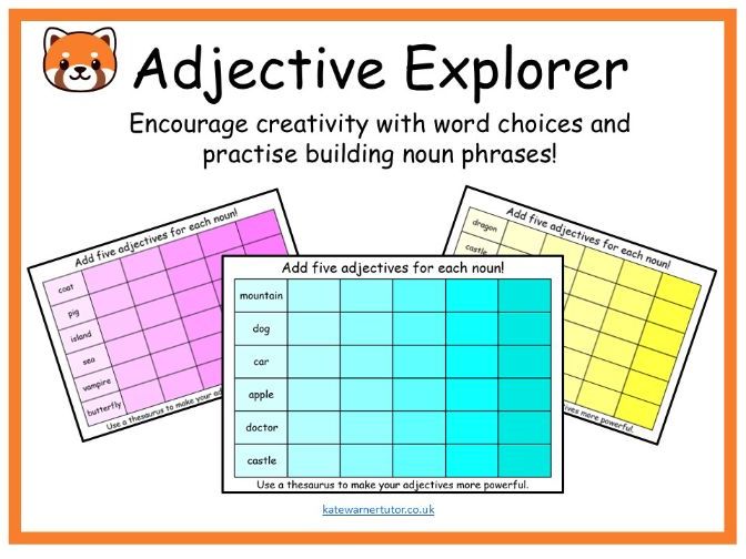 Year 2 English Adjective Explorer Activity KS1