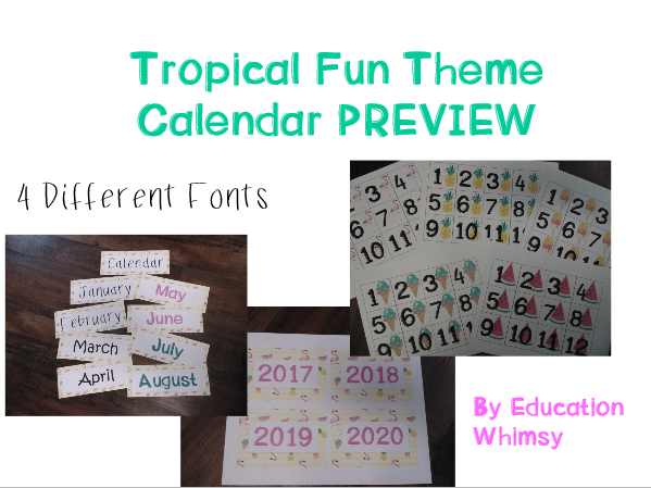 Tropical Fun Theme Calendar Set