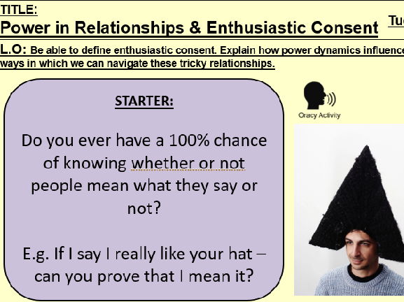 PSHE - Power in Relationships and Enthusiastic Consent