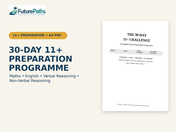 30-Day 11+ Preparation Programme | Maths, English, Verbal & Non-Verbal Reasoning | Year 5