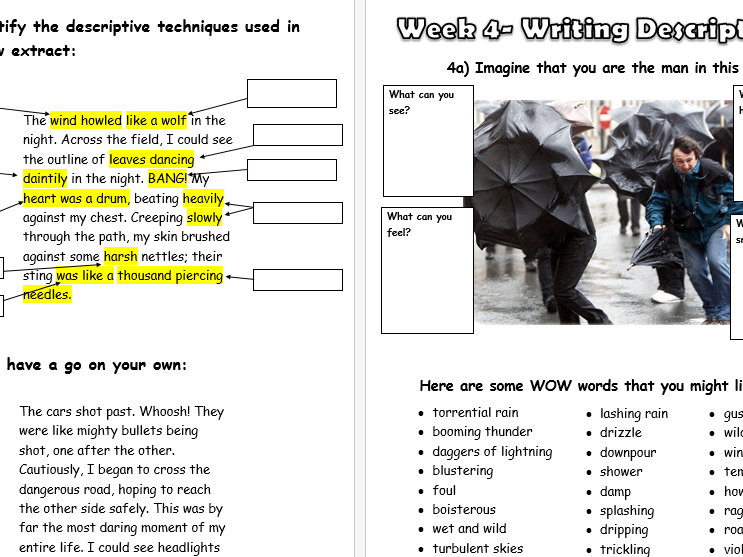 Descriptive Writing- 5 week Project Book - NEW GCSE English Language Paper 1: Creative Writing